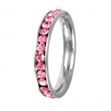 Stainless Steel October Tourmaline Birthstone Stackable Eternity Ring